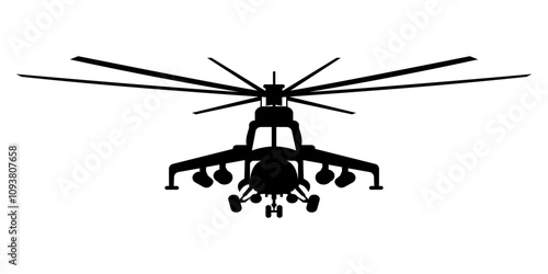 Military Helicopter Silhouette white background