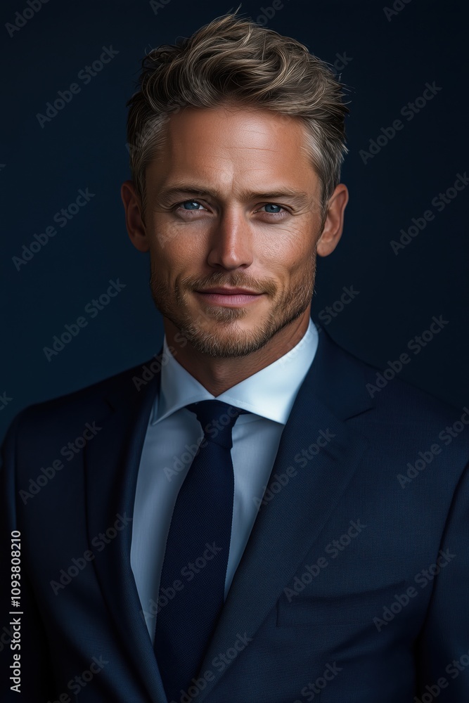 Portrait of confident businessman smiling in formal suit and tie Portrait of confident businessman smiling in formal suit and tie