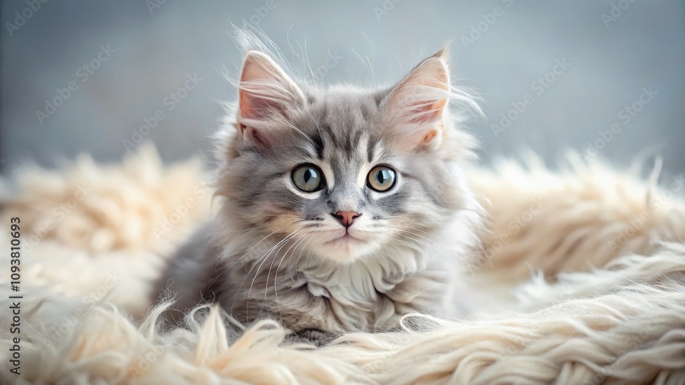 Captivating Fluffy Gray Kitten Posing Elegantly on a Soft Blanket, Perfect for Pet Lovers and Home Décor Enthusiasts, Showcasing Its Adorable Features and Playful Nature Captivating Fluffy Gray Kitten Posing Elegantly on a Soft Blanket, Perfect for Pet Lovers and Home Décor Enthusiasts, Showcasing Its Adorable Features and Playful Nature