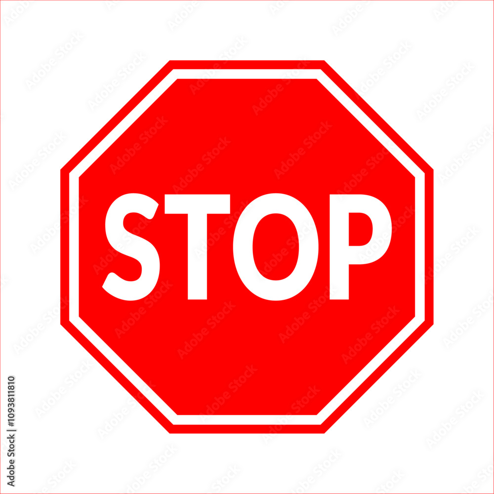 Stop traffic sign, red. Vector illustration for apps and web design. Traffic regulatory warning Stop symbol. Stop traffic sign, red. Vector illustration for apps and web design. Traffic regulatory warning Stop symbol.