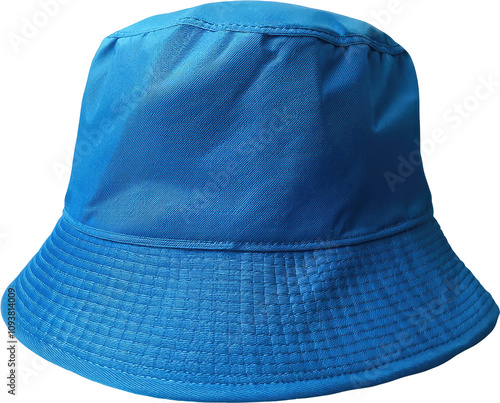 Bright Blue Bucket Hat isolated on transparent background photo