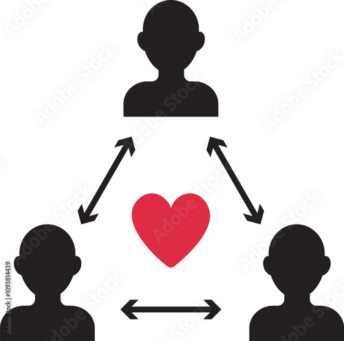 The Love Triangle relationship situation icon.