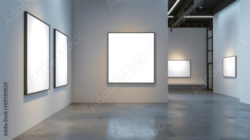 Mock up poster or photo frame in the gallery room part 2