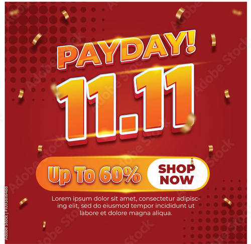 a red poster that says payday 11.11 with editable text effect