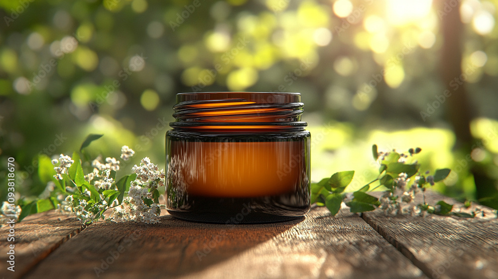 moisturizer cream jar in an amber glass bottle with a minimalist design soft natural light highlights the warm hue of the bottle symbolizing purity nourishment skincare and natural ingredients moisturizer cream jar in an amber glass bottle with a minimalist design soft natural light highlights the warm hue of the bottle symbolizing purity nourishment skincare and natural ingredients