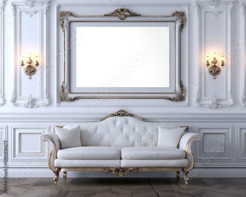 Mock up poster or photo frame in the royal classic room part 31