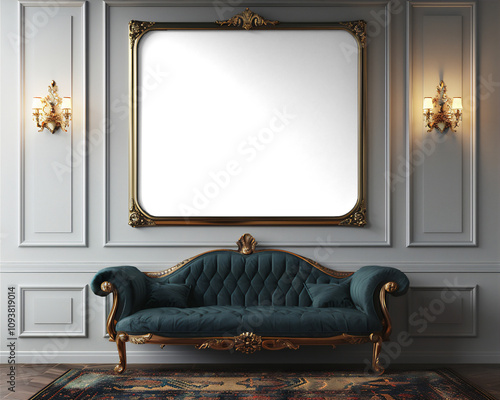 Mock up poster or photo frame in the royal classic room part 28