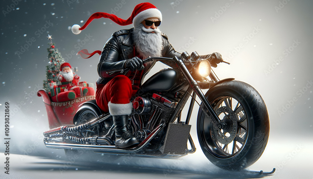 Fototapeta premium Modern Motocycle Santa Claus