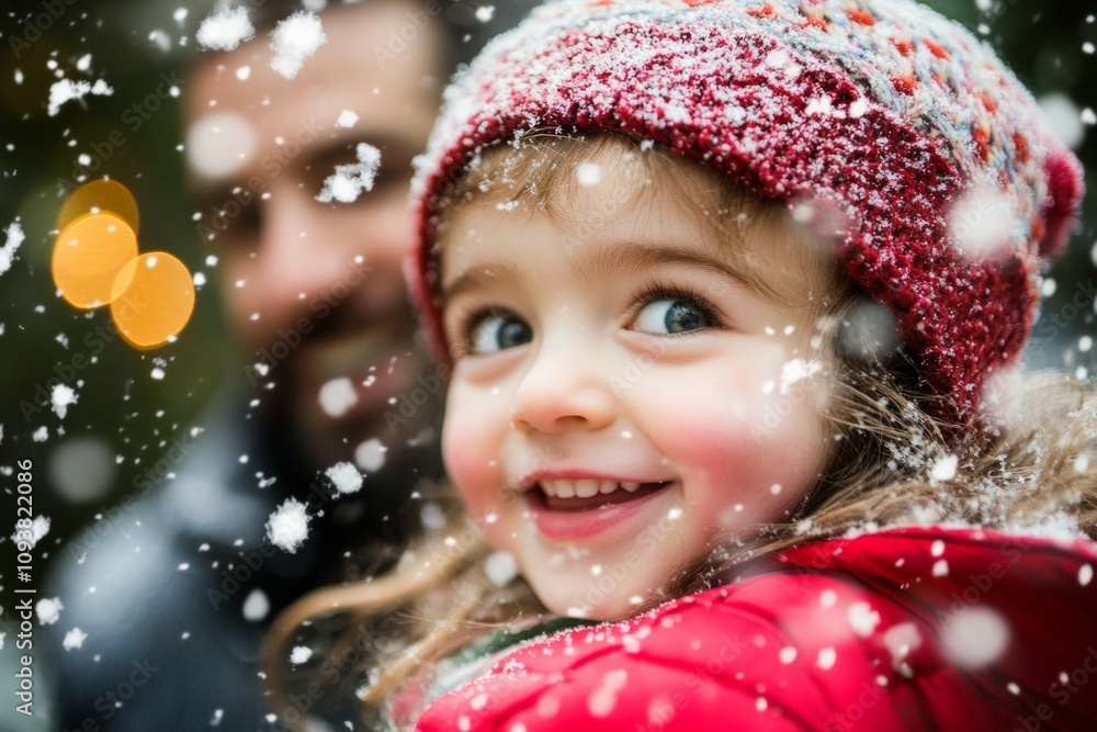 Caucasian young girl smiling in snowy winter wonderland Caucasian young girl smiling in snowy winter wonderland