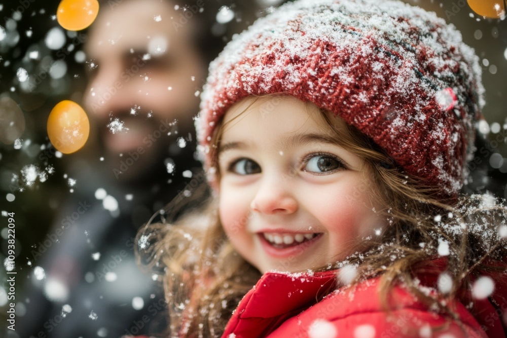 Joyful caucasian child experiencing first snowfall with warm winter attire Joyful caucasian child experiencing first snowfall with warm winter attire