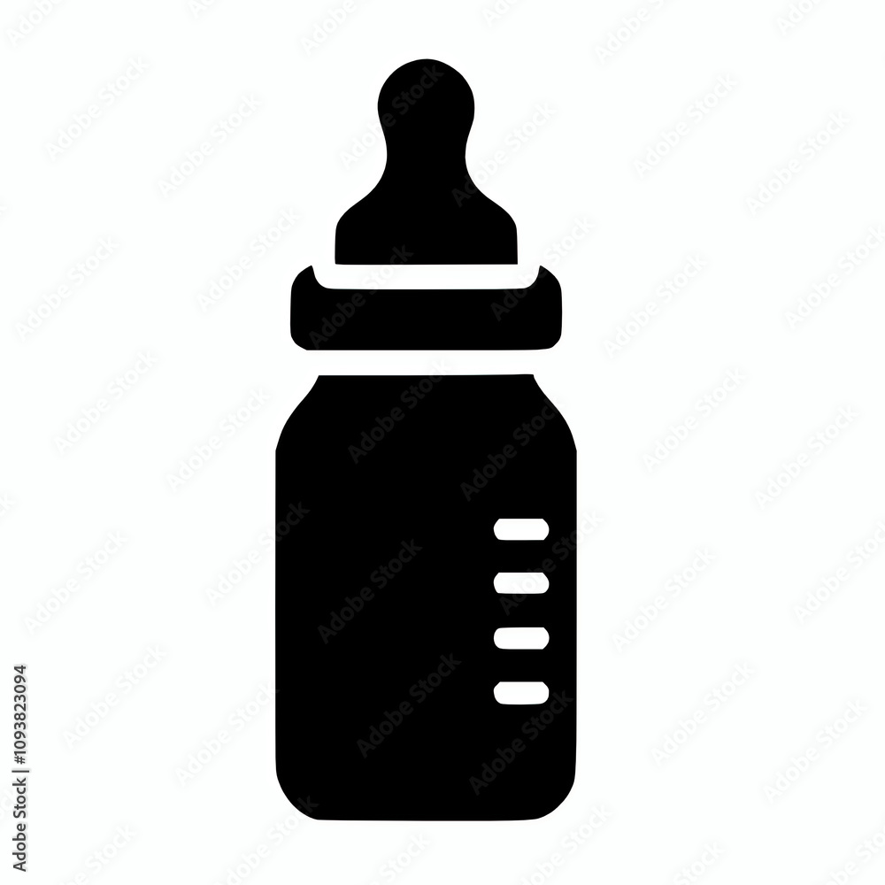 Baby bottle black silhouette vector illustration Baby bottle black silhouette vector illustration