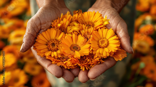 hands holding flower