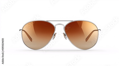 Stylish Aviator Sunglasses with Gold Frame and Reflective Orange Lenses Isolated on White Background, Modern Eyewear Design for Fashion and Sun Protection

