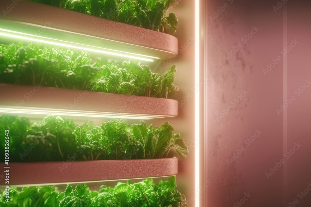 Obraz premium Indoor vertical gardening revolution growing fresh lettuce urban home indoor garden modern environment sustainable living