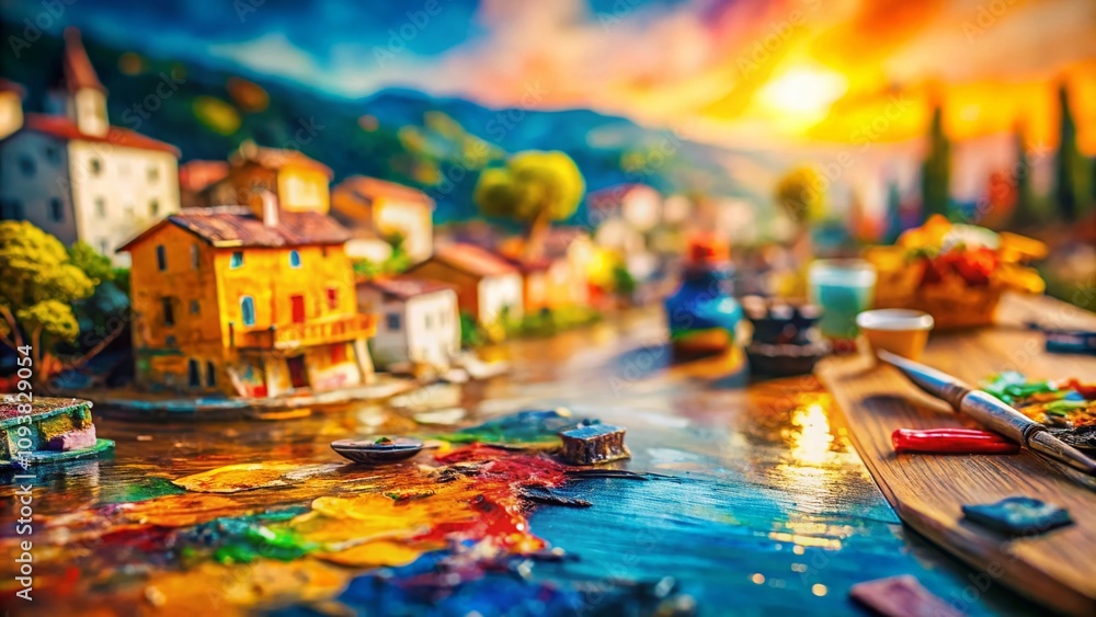 Captivating Tilt-Shift Photography of an Abstract Oil Painting with Vivid Colors and Dynamic Brush Strokes, Perfect for Art Lovers and Creative Spaces Captivating Tilt-Shift Photography of an Abstract Oil Painting with Vivid Colors and Dynamic Brush Strokes, Perfect for Art Lovers and Creative Spaces