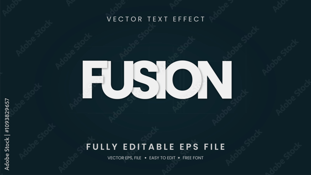 Fusion text effect editable text style with white color and blue dark background Fusion text effect editable text style with white color and blue dark background