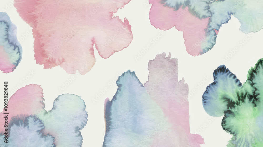 Obraz premium Soft pastel colors blend harmoniously in this abstract watercolor design, evoking a serene and calming atmosphere.
