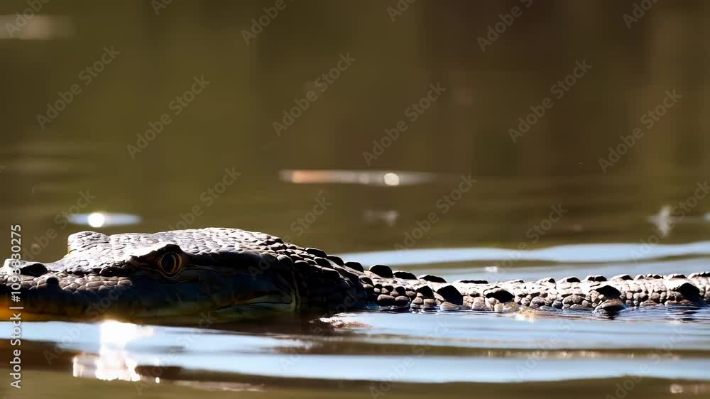 A Majestic Crocodile Submerged in Tranquil Waters A Close-Up View of a Reptile in its Natural Habitat A Majestic Crocodile Submerged in Tranquil Waters A Close-Up View of a Reptile in its Natural Habitat