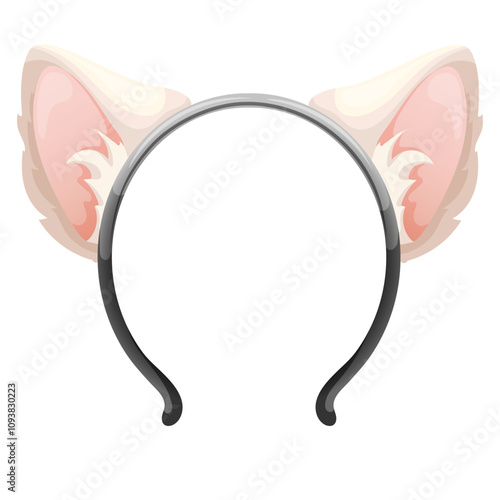 Headband with cat ears. Accessory for Therian subculture, quadrobics. Cute adornment, decorative fluffy hairstyle complement for cosplay, festivals or carnivals, themed parties or events, creative