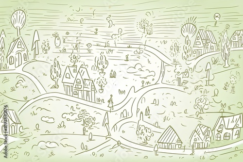 Wallpaper Mural landscape with village Torontodigital.ca