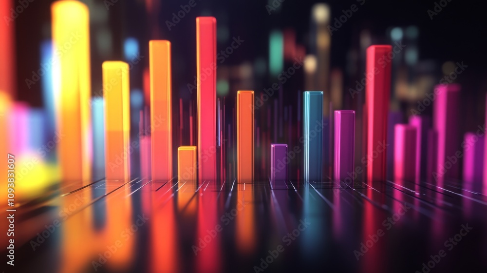 Vibrant Abstract Background with Colorful Bars and Lights Representing Data Visualization and Digital Spectrum in a Modern Artistic Style Vibrant Abstract Background with Colorful Bars and Lights Representing Data Visualization and Digital Spectrum in a Modern Artistic Style