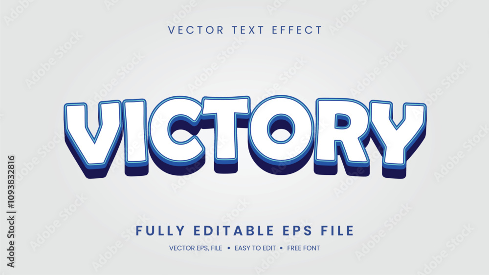 Victory text effect editable text style with blue light text and cream background Victory text effect editable text style with blue light text and cream background