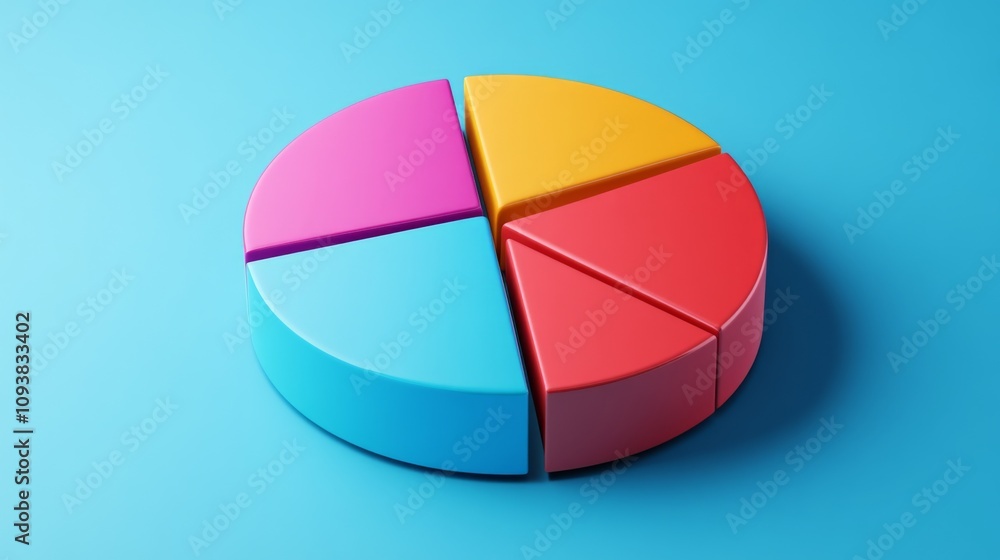 Colorful Pie Chart on a Vibrant Blue Background Representing Data Analysis and Visualization for Business and Educational Purposes in a Modern Style Colorful Pie Chart on a Vibrant Blue Background Representing Data Analysis and Visualization for Business and Educational Purposes in a Modern Style