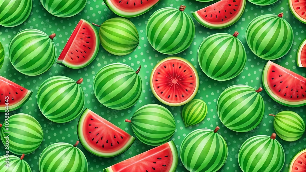Cheerful Bright Green Watermelon Rind Pattern Design for Summer Decor, Juicy Fruit Aesthetic, Perfect for Print and Fabric, Vibrant and Playful Background for Seasonal Projects Cheerful Bright Green Watermelon Rind Pattern Design for Summer Decor, Juicy Fruit Aesthetic, Perfect for Print and Fabric, Vibrant and Playful Background for Seasonal Projects