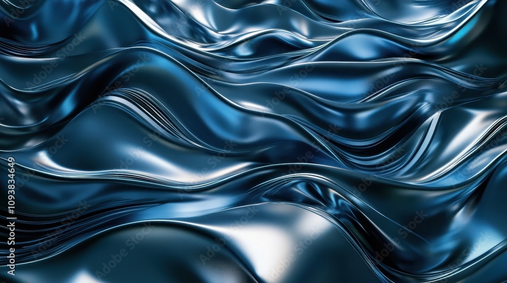 Abstract Blue Wavy Metallic Surface Design Abstract Blue Wavy Metallic Surface Design