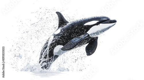Orca killer whale watercolor vector illustration isolated on a white background for your design, black and white