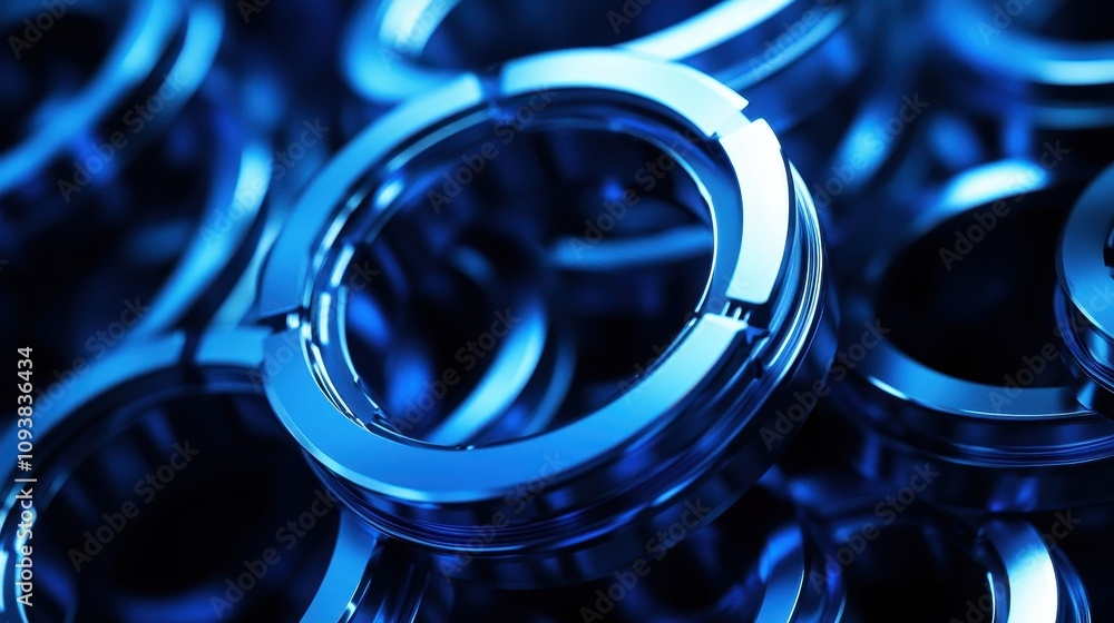 Blue Metallic Rings Abstract Background Image Blue Metallic Rings Abstract Background Image