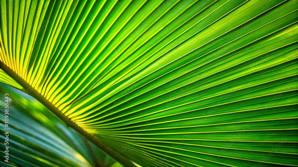 Closeup of a Lush Green Palm Leaf Showcasing Its Vibrant Texture and Natural Beauty Perfect for Tropical Themes and Botanical Illustrations in Product Photography Closeup of a Lush Green Palm Leaf Showcasing Its Vibrant Texture and Natural Beauty Perfect for Tropical Themes and Botanical Illustrations in Product Photography