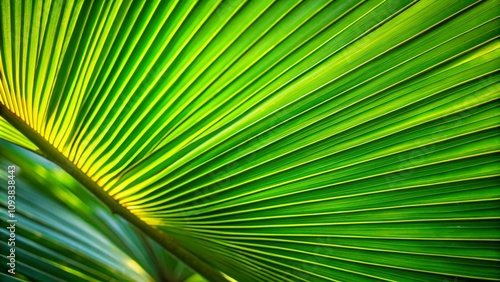 Closeup of a Lush Green Palm Leaf Showcasing Its Vibrant Texture and Natural Beauty Perfect for Tropical Themes and Botanical Illustrations in Product Photography