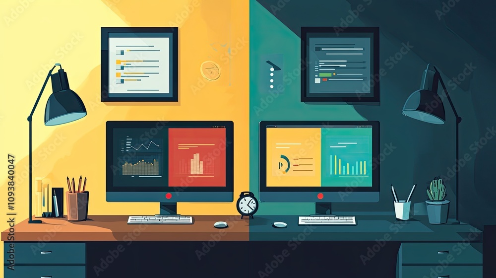 business data visualization flat design front view startup theme cartoon drawing Split-complementary color scheme business data visualization flat design front view startup theme cartoon drawing Split-complementary color scheme