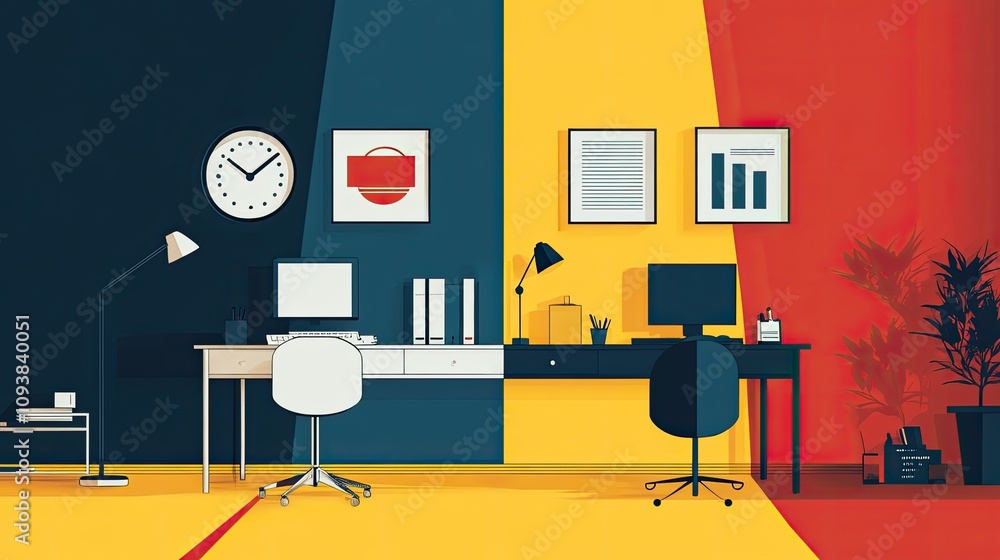 Fototapeta premium business data visualization flat design front view startup theme cartoon drawing Split-complementary color scheme