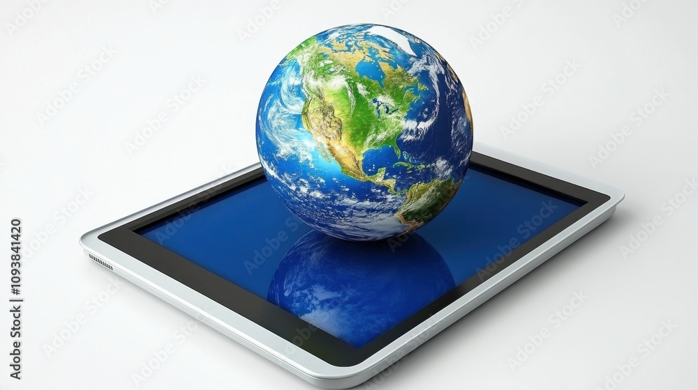 Digital Tablet with Globe Representation Digital Tablet with Globe Representation