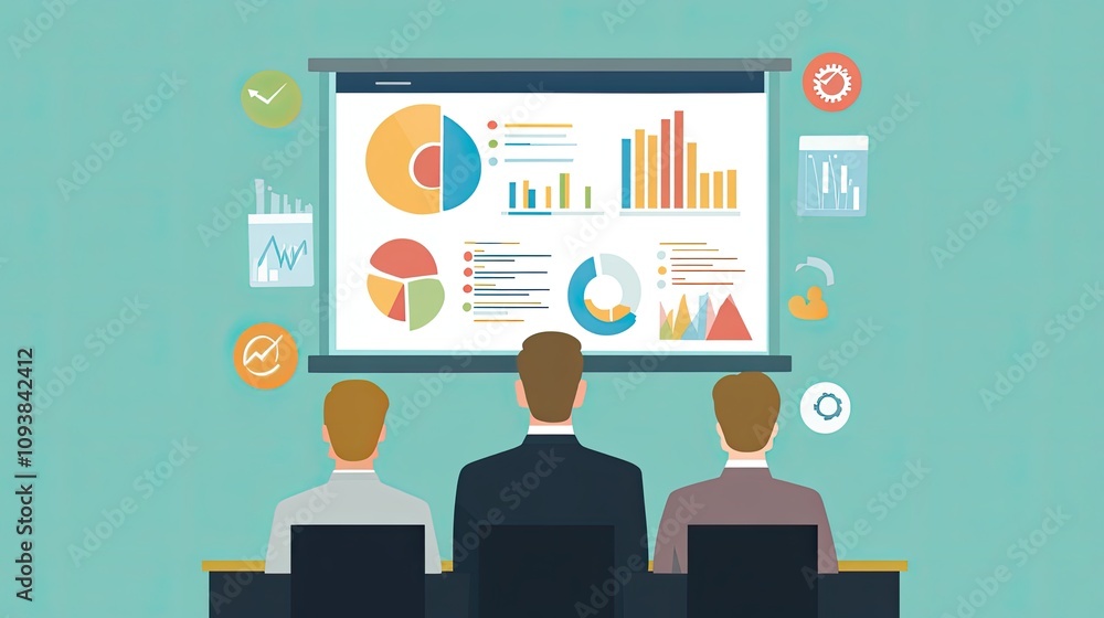 business presentation flat design front view marketing theme animation pastel business presentation flat design front view marketing theme animation pastel