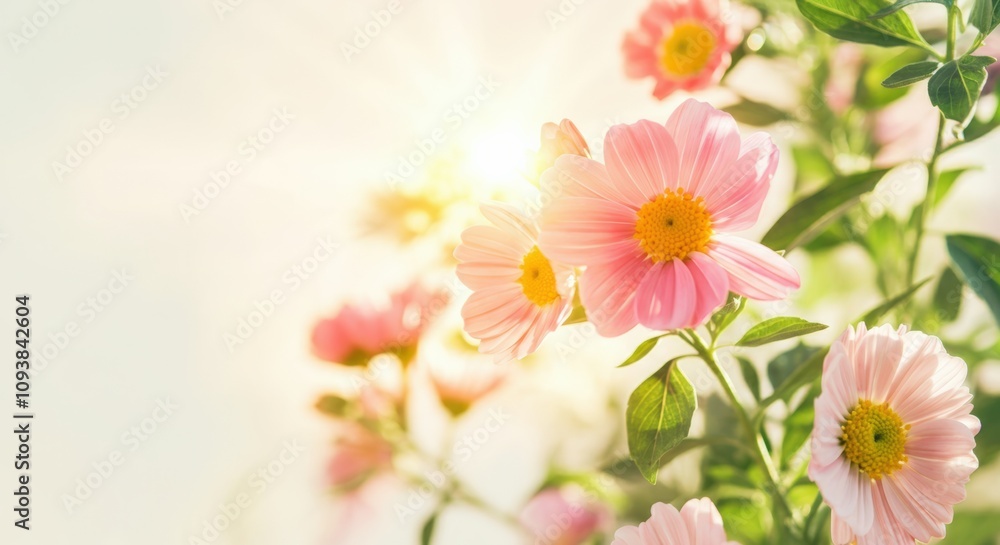 Fototapeta premium Soft Sunlight on Pink Flowers