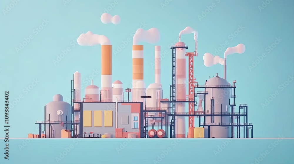 Fototapeta premium business process flow flat design side view industrial theme animation colored pastel