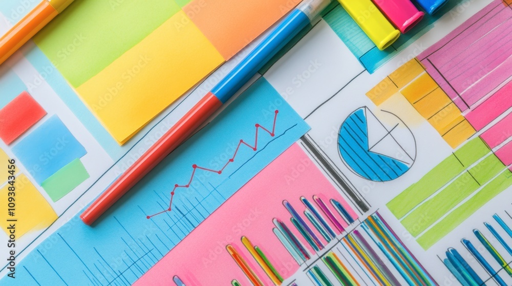 Colorful Office Supplies and Graphical Elements Overview Colorful Office Supplies and Graphical Elements Overview