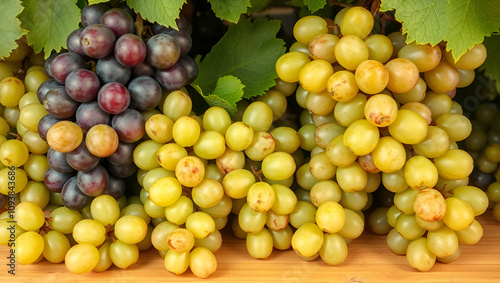 Downsized bunches of grapes for sale comparison. Inflation/Shrinkflation concept of less for the same cost photo