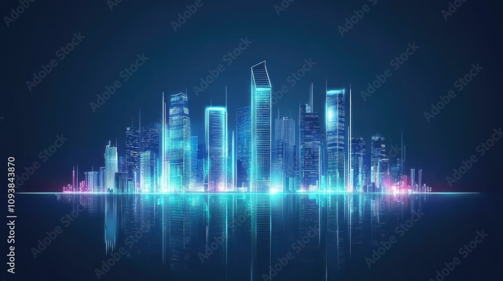 Futuristic City Skyline with Neon Lights Futuristic City Skyline with Neon Lights