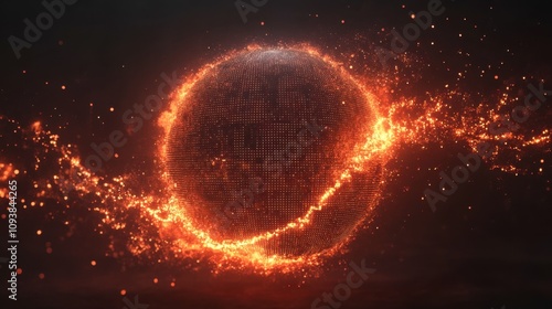 Glowing Sphere in Cosmic Space Background