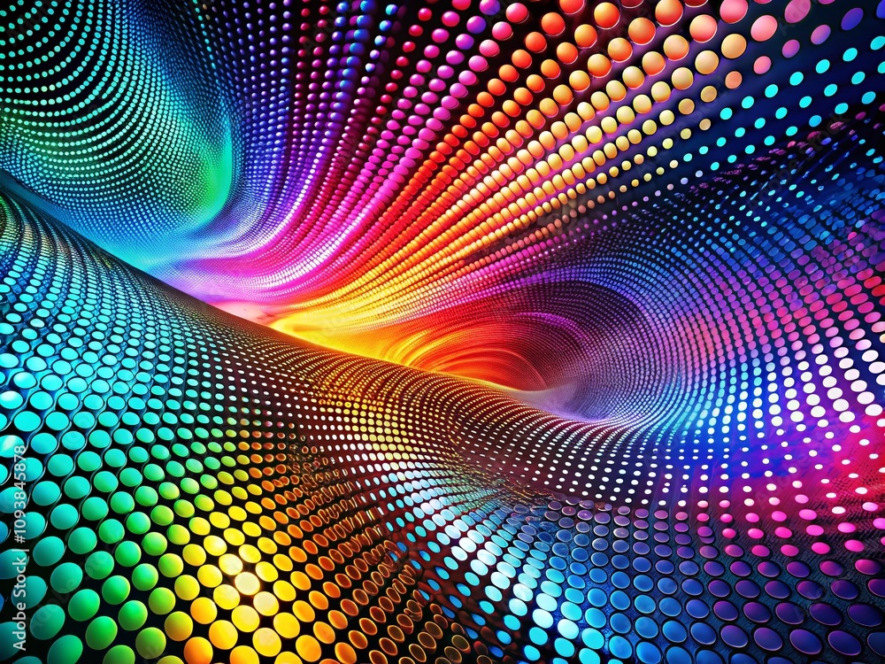Fototapeta premium Colorful Abstract Background with Interweaving Dots in Wave Form for a Modern Tech Concept, Captivating Visuals that Inspire Innovation and Creativity in Digital Design
