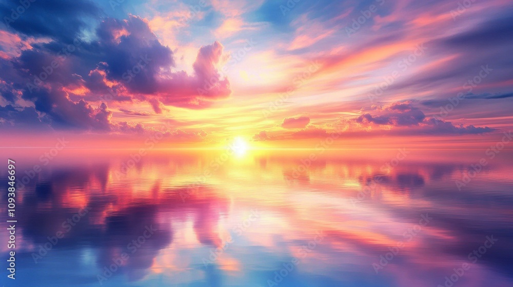 Fototapeta premium Serene Sunset Over Calm Ocean Waters