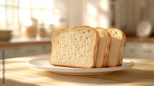 rustic display of freshly baked bread slices arranged on a white surface highlighting the natural texture and golden crust evoking feelings of warmth nourishment home-cooked meals and traditional baki photo