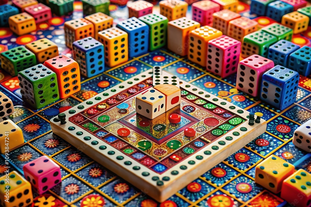 Naklejka premium Colorful Homeshaped Pattern Crafted from Dominoes Showcasing Creativity and Playfulness in a Unique Arrangement for Home Decor and Educational Activities