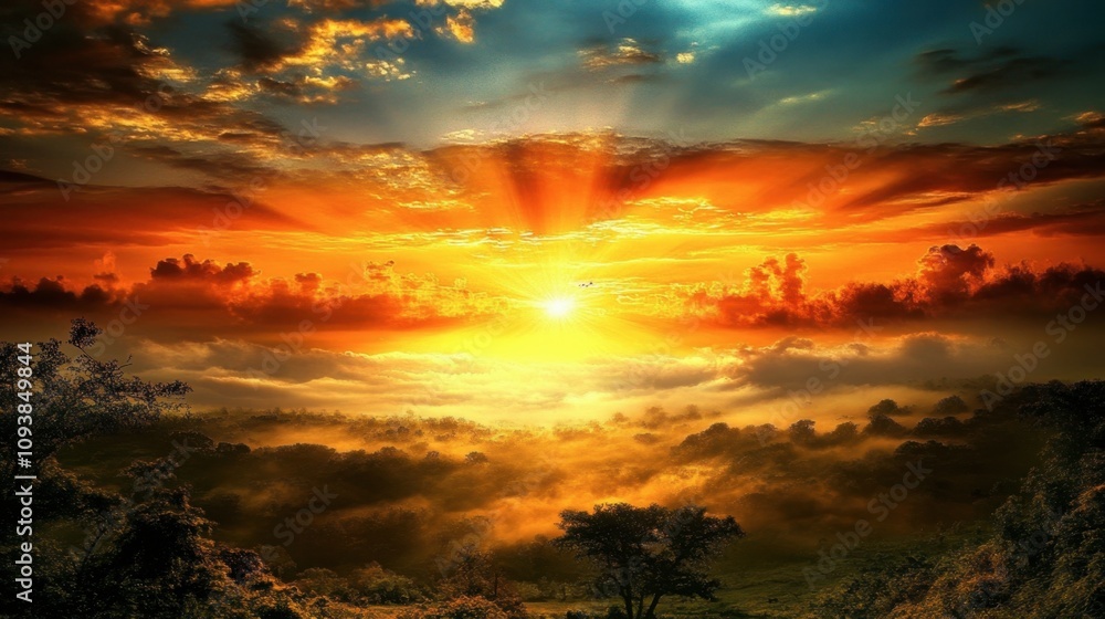 Breathtaking Sunrise Over Rolling Hills Breathtaking Sunrise Over Rolling Hills