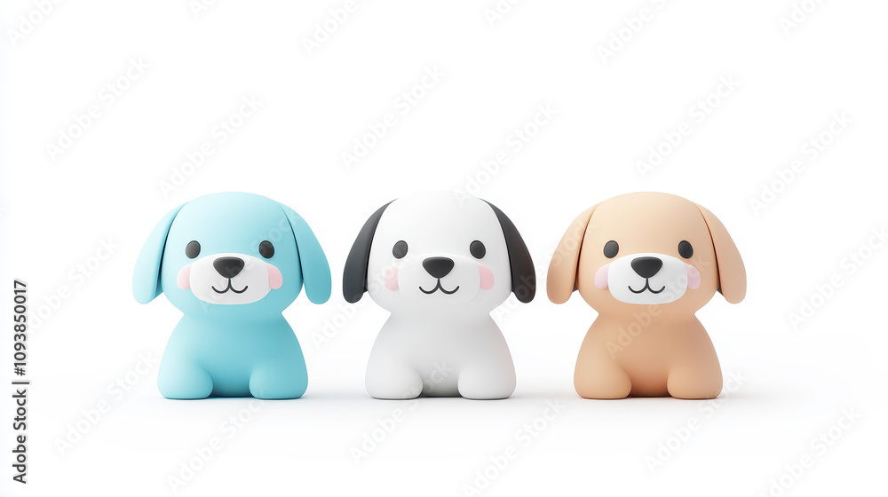 Charming 3D puppies captured in a minimalist style on a clean white backdrop, perfect for animal lovers and pet themes. Charming 3D puppies captured in a minimalist style on a clean white backdrop, perfect for animal lovers and pet themes.