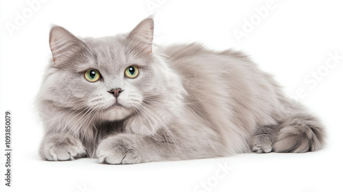 Meet an adorable longfur grey cat with alert eyes, perfect for furry pet lovers seeking cute and fluffy companions. photo